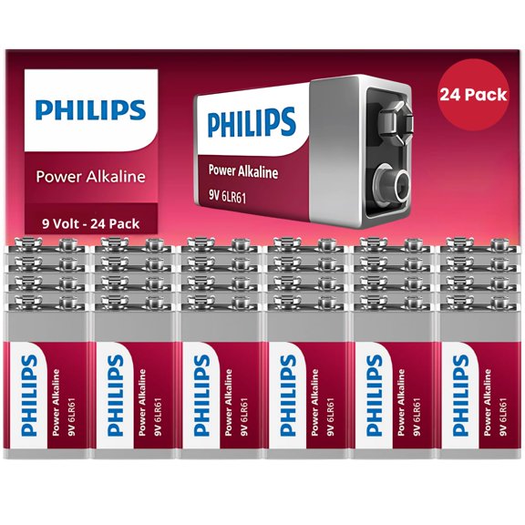 Batería PHILIPS Power Alcalina 9V Paquete de 24 con hasta 5 años de duración