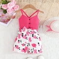 thumbnail image 2 of Summer Rompers For Girls Fashion Solid Color Tops Floral Print Sleeveless Bow Knot Jumpsuit Red Infant To Big Kid 5-6T, 2 of 6
