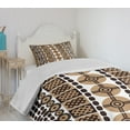 thumbnail image 4 of Ambesonne Zambia Quilted Bedspread Set 2 Pcs, Kenyan Folk, Twin Size, Dark Brown, 4 of 6