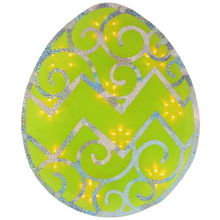 12 Lighted Green Easter Egg Window Silhouette Decoration