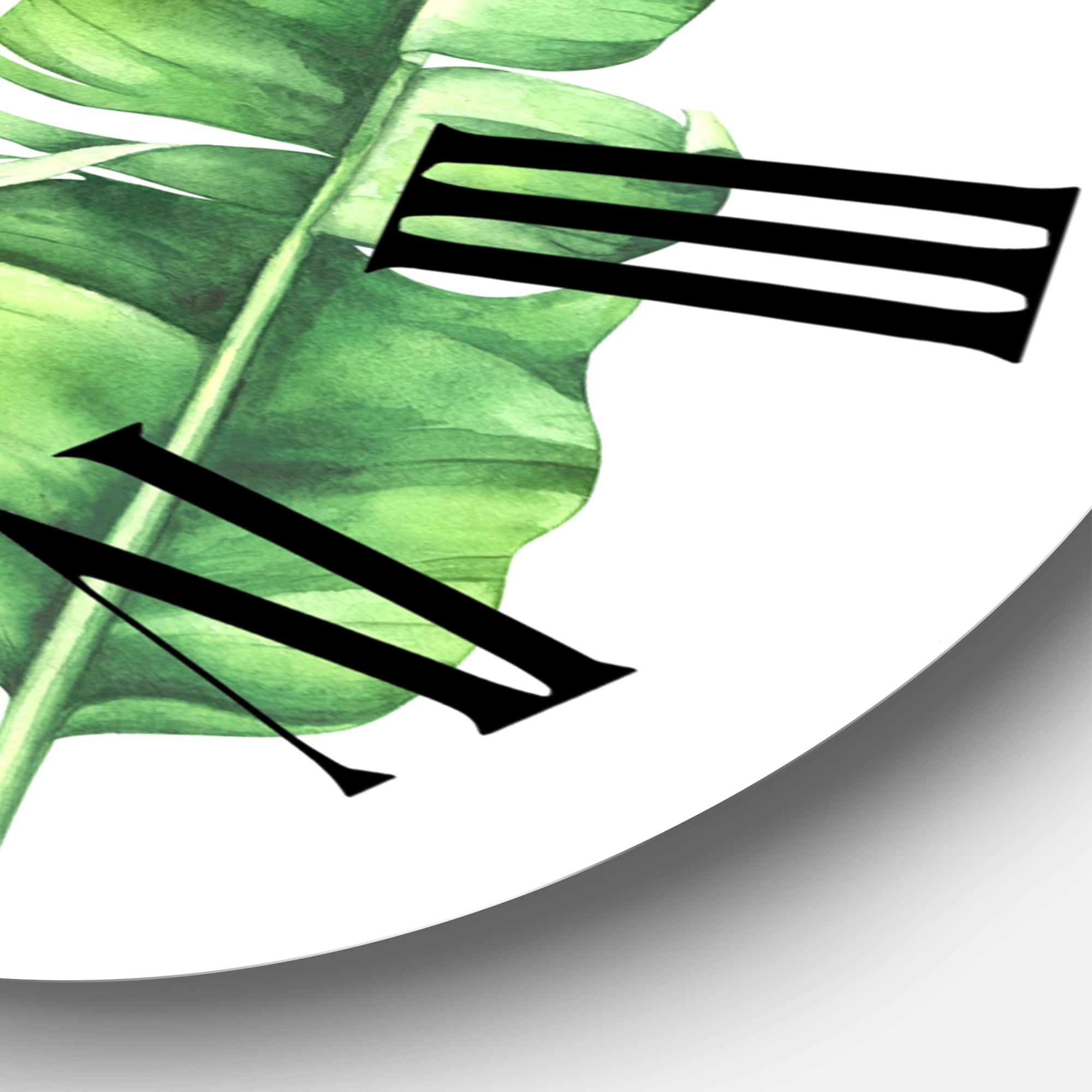 Designart 'Tropical Leaf Of Monstera Iv' Farmhouse Wall Clock