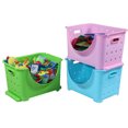 thumbnail image 2 of Basicwise QI003215.3 Contenant de Rangement en Plastique Empilable, Multicolore - Ensemble de 3, 2 of 6