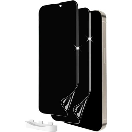 2 Pack Privacy Screen Protector for iPhone 15 Pro Max 6.7 Inch, Anti Spy Flexible TPU Film for iPhone 15 Pro Max Accessories [Not Glass], Case Friendly, Touch Sensitive