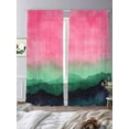 thumbnail image 3 of Watercolors Pink Sky Sheer Curtains 96 Inches Long 2 Panels Green Modern Black Art Light Filtering Semi Sheer Window Curtains Drapes for Bedroom Living Room 52"x96", 3 of 7