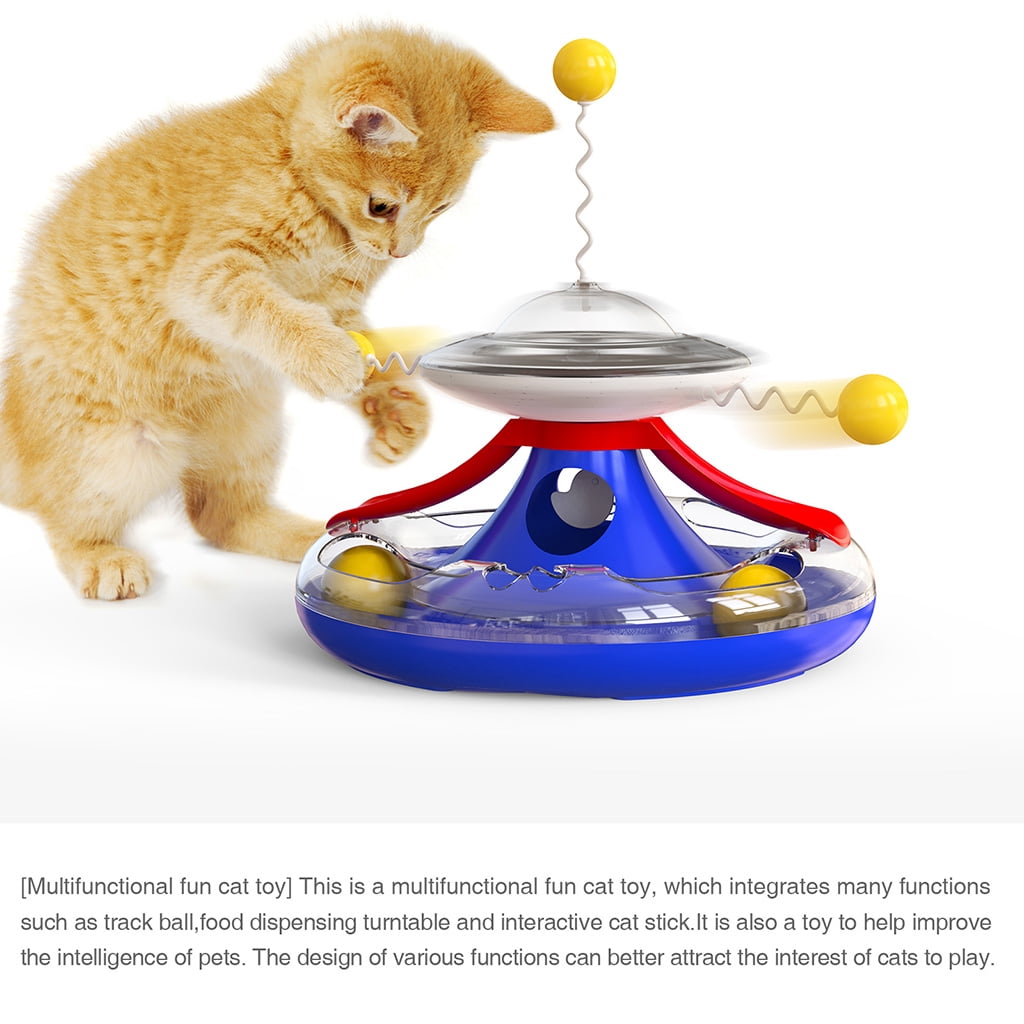 Four-Color Funny Kitten Plush Ball Toys Cats Turntable Funny for Cat Ball Leaking Food Toy Interactive for Cat Toy Durab