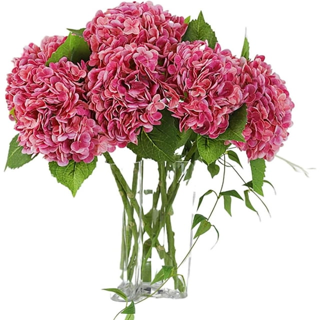 Nvzi 3 piezas de flores de hortensia artificiales de 21 pulgadas, grandes, naturales, realistas, de tacto real (rosa)