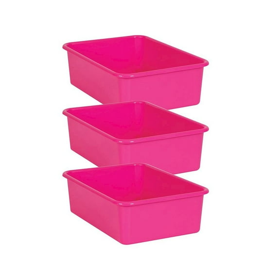 Teacher Created Resources Pink Large Plastic Storage Bin, Pack of 3