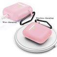 thumbnail image 2 of For Airpods Case Compatible With Airpods 1 & 2 Front-Led Visible Case Cover Skin With Carabiner Scratch-Resistant Case-Light Pink, 2 of 6