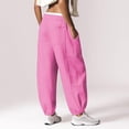 thumbnail image 3 of WQNVRNR Womens Wide Leg Pants- Casual Fashion Drawstring Elastic Waist Hot Pink Size L, 3 of 7