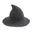 thumbnail image 2 of Lightweight Stretchy Halloween Pointed Wizard Hat, Wide Brim Witch Hat Costume Accessory, Comfort Fit for Halloween Themed Party, Role Play & Daily Styling Dark Gray, 2 of 7