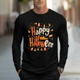 thumbnail image 2 of UVEASISHA Big and Tall Halloween Graphic Tees for Men Novelty Letter Print Long Sleeve T-Shirts Holiday Casual Crewneck Pullover Tops Birthday Gifts Black XXL, 2 of 6