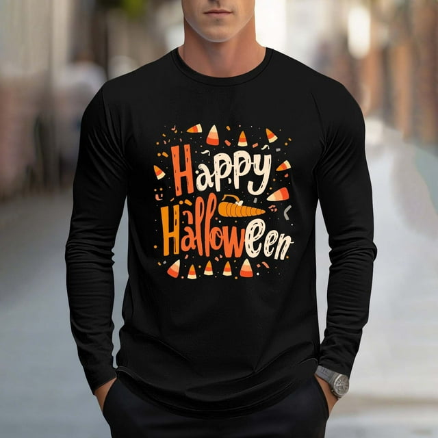 Handshe Mode Homme Décontracté Imprimé Sport Manches Longues Col Rond Blouses Chemises - Blouse Homme avec Ajustement Confortable, Costumes Halloween Homme Adulte