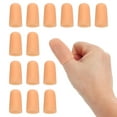 thumbnail image 1 of Uxcell 1.6" Silicone Gel Finger Cots 14Pcs Support Fingertips Sleeve Protector Beige, 1 of 7
