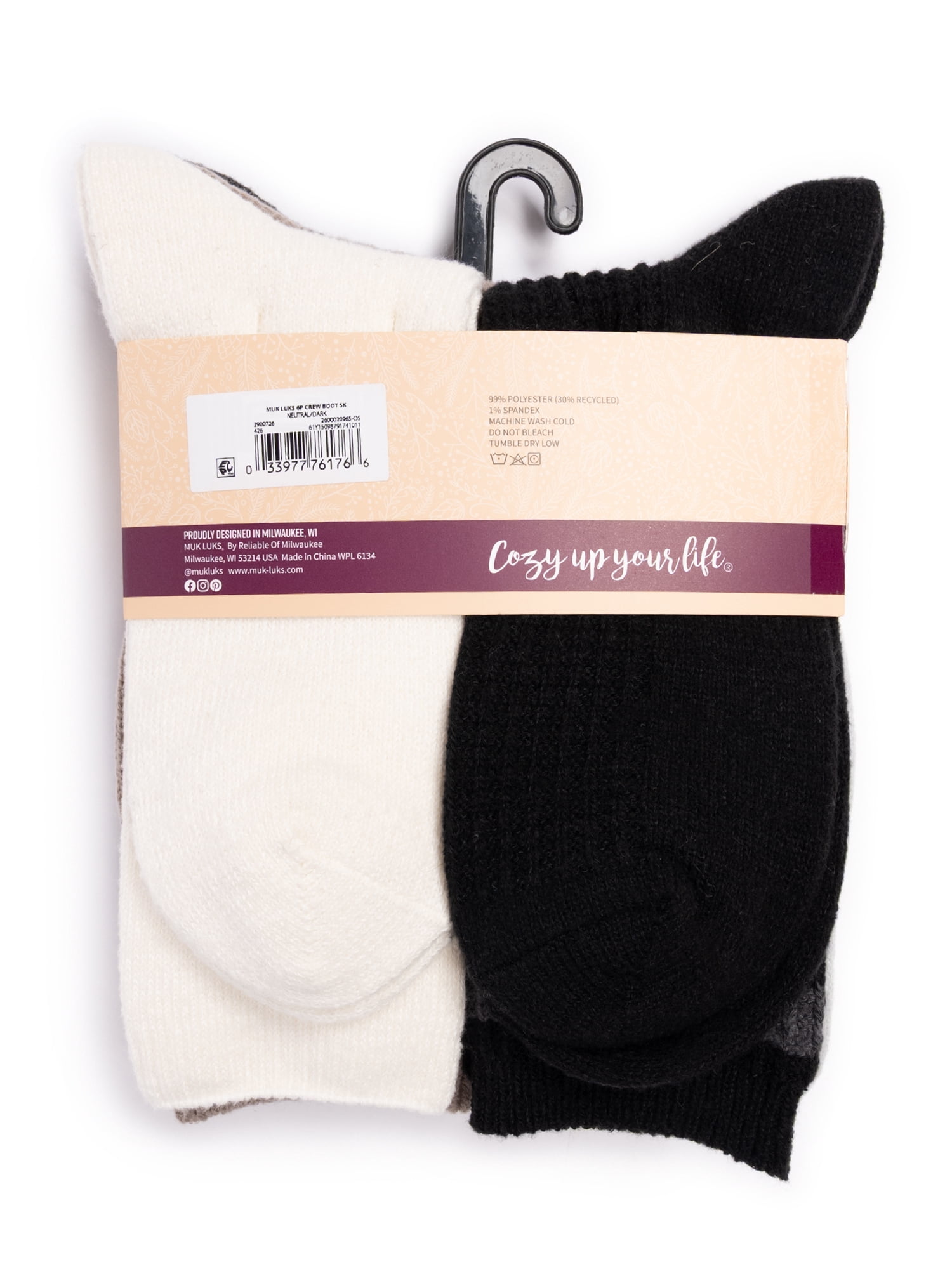 MUK LUKS Women's Fluffy Dream Crew Socks, 6-Pack, One Size