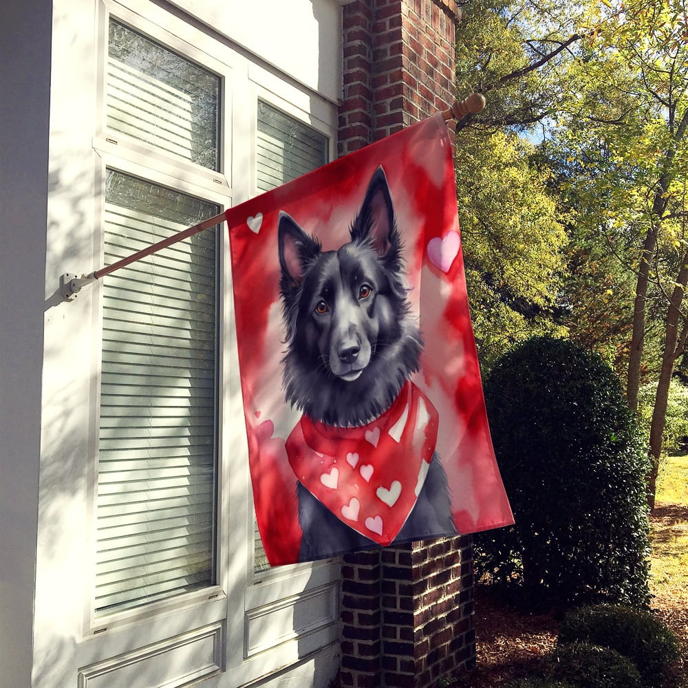 Belgian Sheepdog My Valentine House Flag 28 in x 40 in