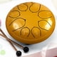thumbnail image 1 of Fiudx Tambor de Mano de 6 Pulgadas con Sonido Relajante, Tambor de Acero Afinado Profesionalmente, Mazo de Madera Fácil de Tocar, Creación Musical para Meditación, Regalo para Músicos Adultos, Juego, 1 of 3