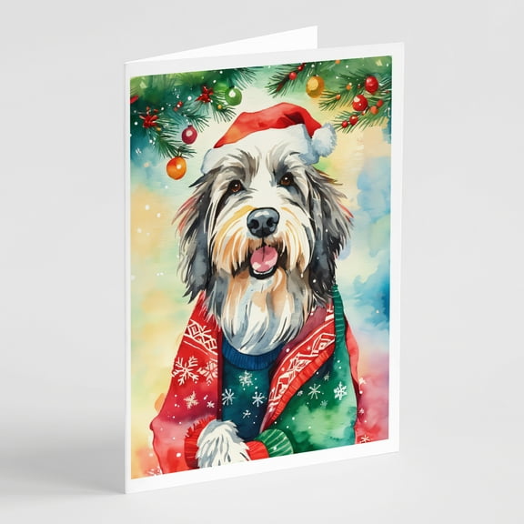 Bearded Collie Christmas Greeting Cards Pack of 8 7 in x 5 in