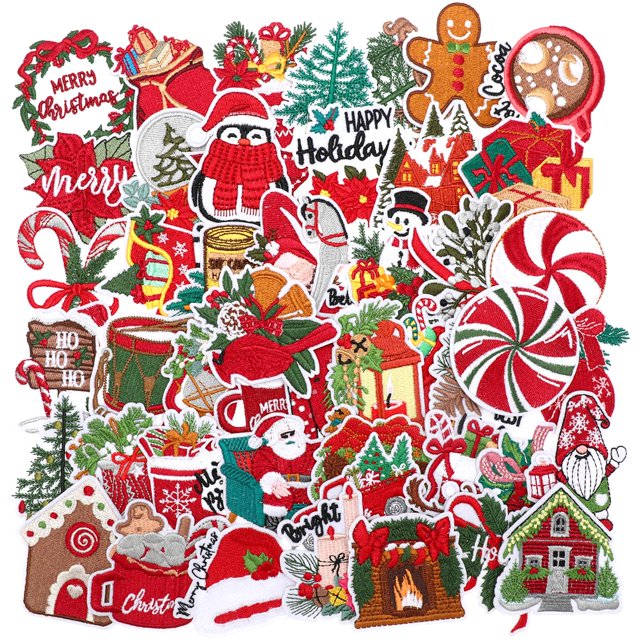 Parche Termoadhesivo Navidad Wavwavw 50 Piezas Retro Rojo