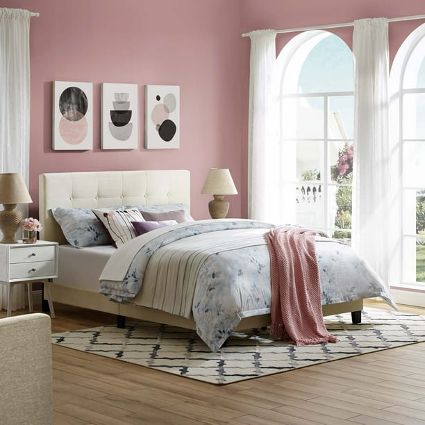 Contemporary Modern Urban Designer Bedroom Full Size Platform Bed Frame