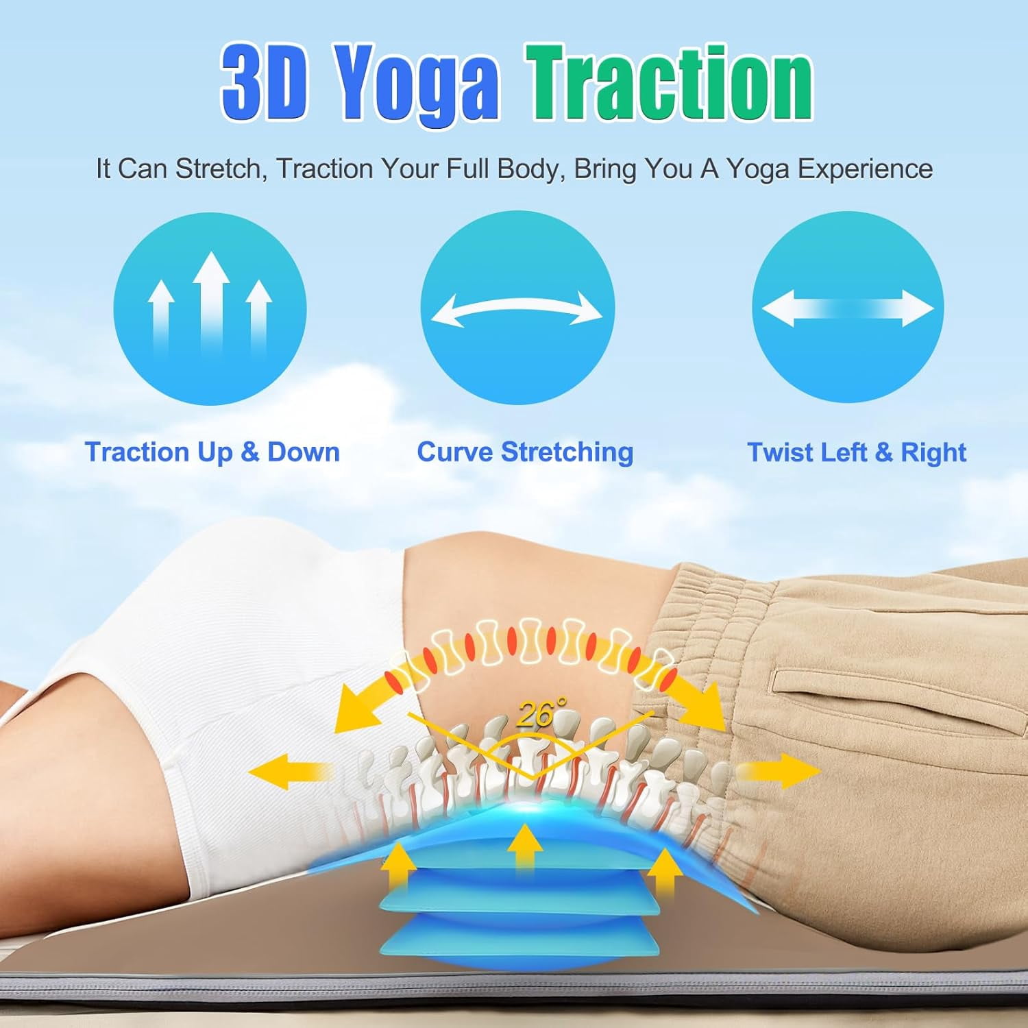 Foldable Full Body Massage Mat with Heat & Timer & Remote & Airbag, 4 Zone Shiatsu Vibration Massage Pad with Removable Neck Pillow for Home & Office
