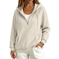 thumbnail image 2 of Quarter Zip Sweatshirt Women Half Zipper Workout Oversized Hoodies with Pocket Lightweight Y2K Pullover 2026 Tops Beige M, 2 of 9