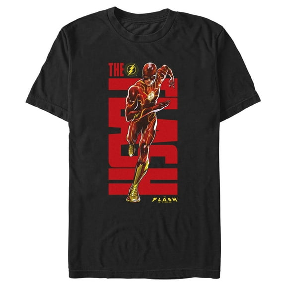 Men's The Flash Speedster Bold Red Logo Graphic Tee Black 2X Large