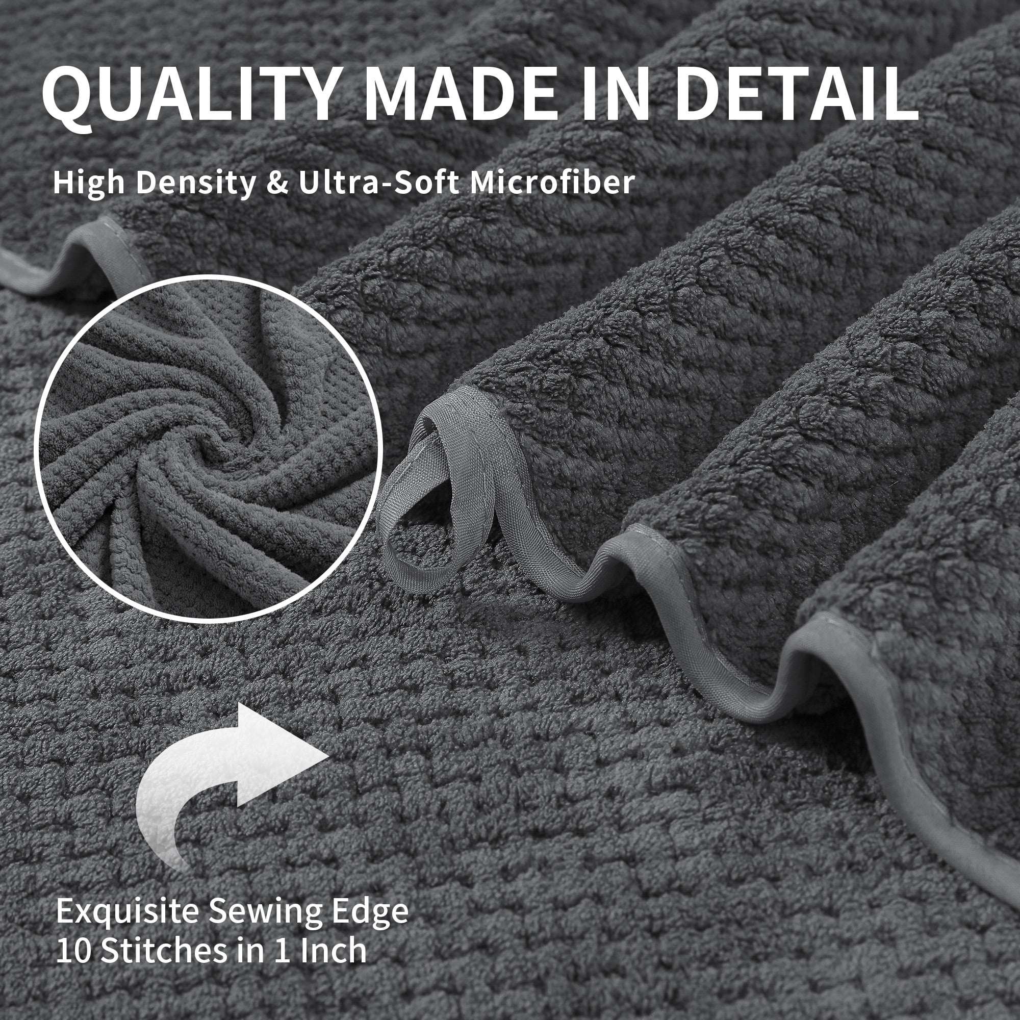 Jessy Home 4 Pack Towel Set Oversized Bath Sheet Towels 600 GSM Ultra Soft Dark Gray Bath Towels