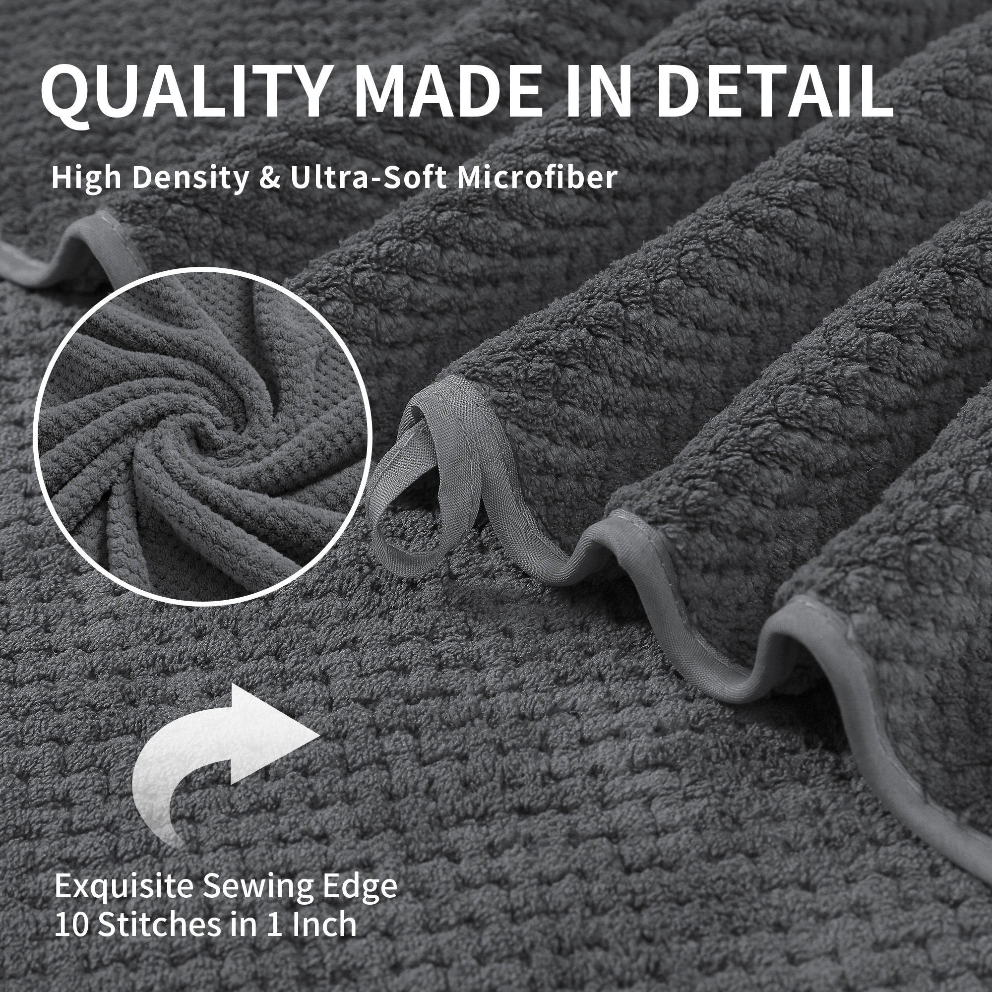 Jessy Home 4-Pack Oversized Bath Towel Set, Dark Gray photo 3