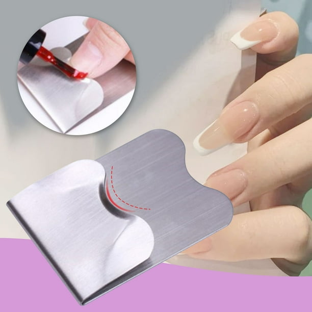 Plantilla profesional de guía de uñas de línea de sonrisa francesa de acero inoxidable, herramienta de manicura de borde curvo extra largo para salón y uso doméstico, plantilla de arte de uñas
