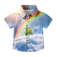 thumbnail image 6 of BiZtdJrK Boys Vacation Shirts Funny Shamrock Graphic Short Sleeve Button Down Shirt Lapel Trendy Travel Beach Summer Shirts St. Patrick's Day Clothes Multicolor 130, 6 of 8