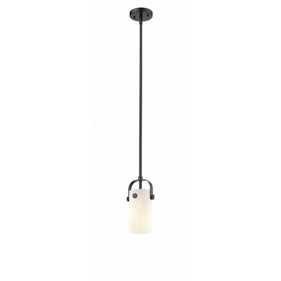 Innovations Lighting Pilaster II Cylinder - 1 Light 7" Stem Hung Pendant Matte White/Matte Black