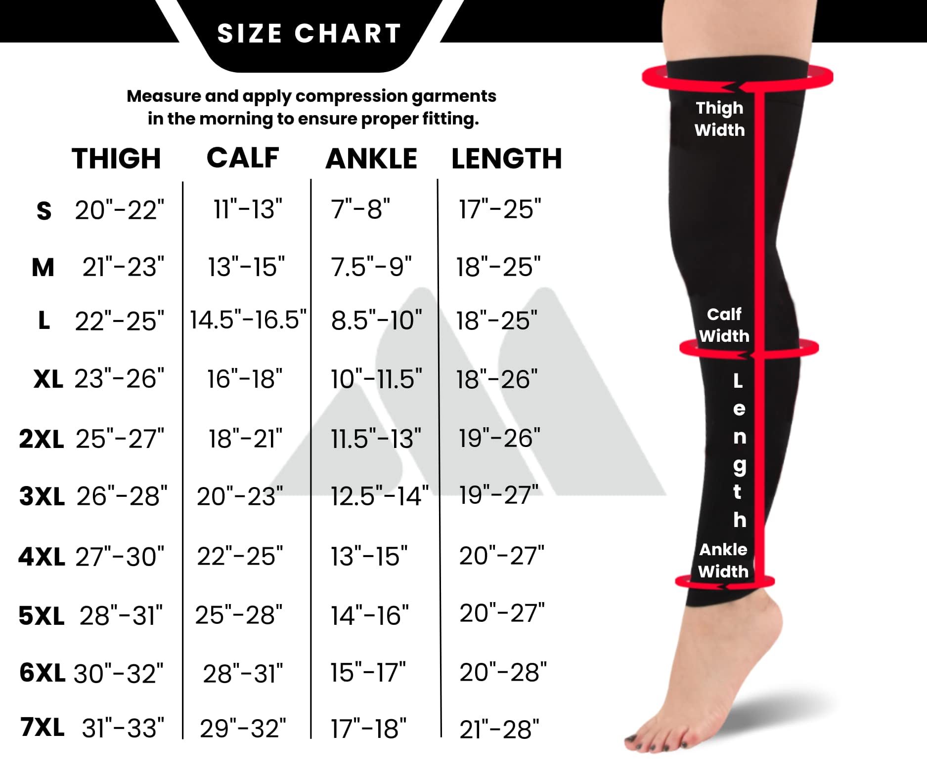 Men and Womens Footless Compression Thigh High 20-30mmHg for Travel - Black, XL