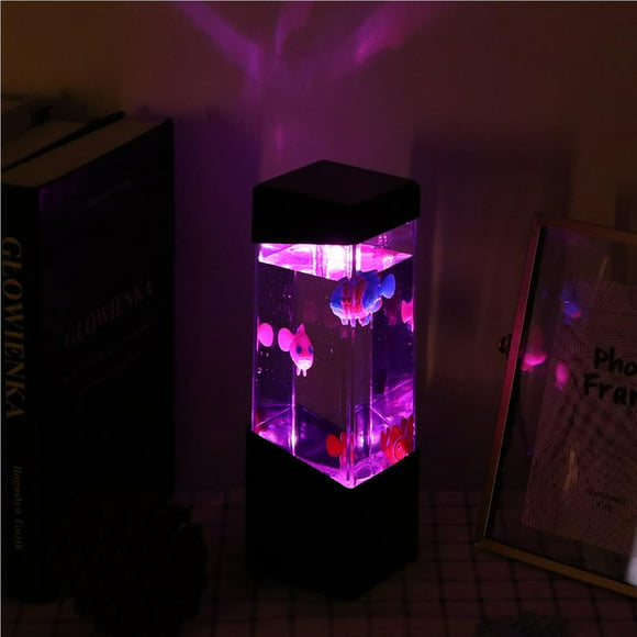 LED Fish Mood Light Volcano Lava Lamp Jellyfish Colorful Lamp Led Relaxing Desk Lamp For Home Office Hotel