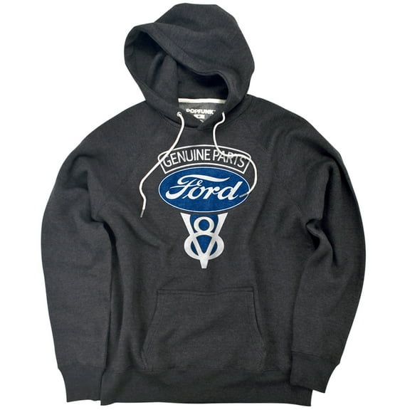 Ford V8 Genuine Parts Unisex Adult Slim Fit Pull-Over Heather Hoodie, Charcoal, Small