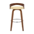 thumbnail image 3 of Sonia 30" Bar Height Swivel Cream Faux Leather and Walnut Wood Bar Stool, 3 of 11