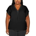 thumbnail image 2 of Banana Republic Women's V-Neck Front Pleat Relaxed Fit Blouse Top (Black, M), 2 of 6