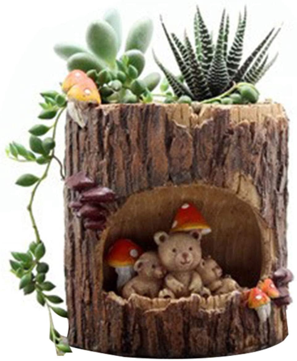 Pots de Plantes Succulentes en Résine Ornement en Forme de Trou d'Arbre pour Balcon Bureau