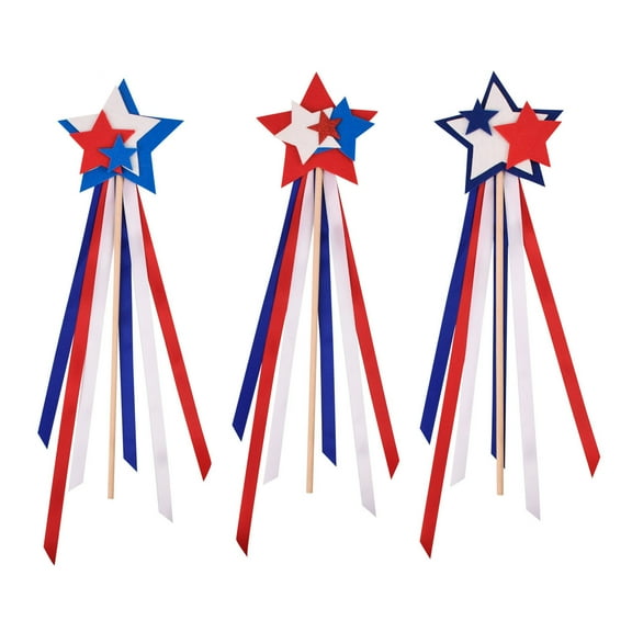 Utoimkio 4th of July Star Fairy Stick Patriotic Decorations Red White and Blue Star Fairy Stick Fourth of July Decorations for Home Party Supplies