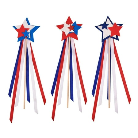 Chmadoxn Star 4th of July Glitter Celebrating Sticks Independence Day Celebrating Sticks Blue Red Silver Celebrating Sticks Patriotic Celebrating Sticks for Birthday Party Decorations Supplies