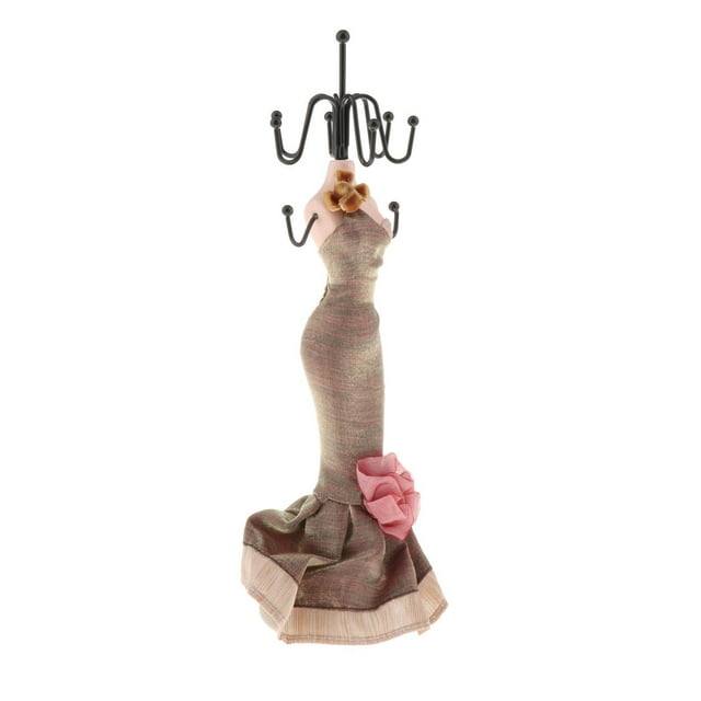Milaget Jewelry Display Stand Necklace Earring Holder Mannequin Hanging Hook Princess Small Mannequin