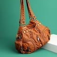 thumbnail image 6 of Vintage Shoulder Bag Adjustable Strap Gift Multipurpose PU Leather Clutch Purses Brown, 6 of 8