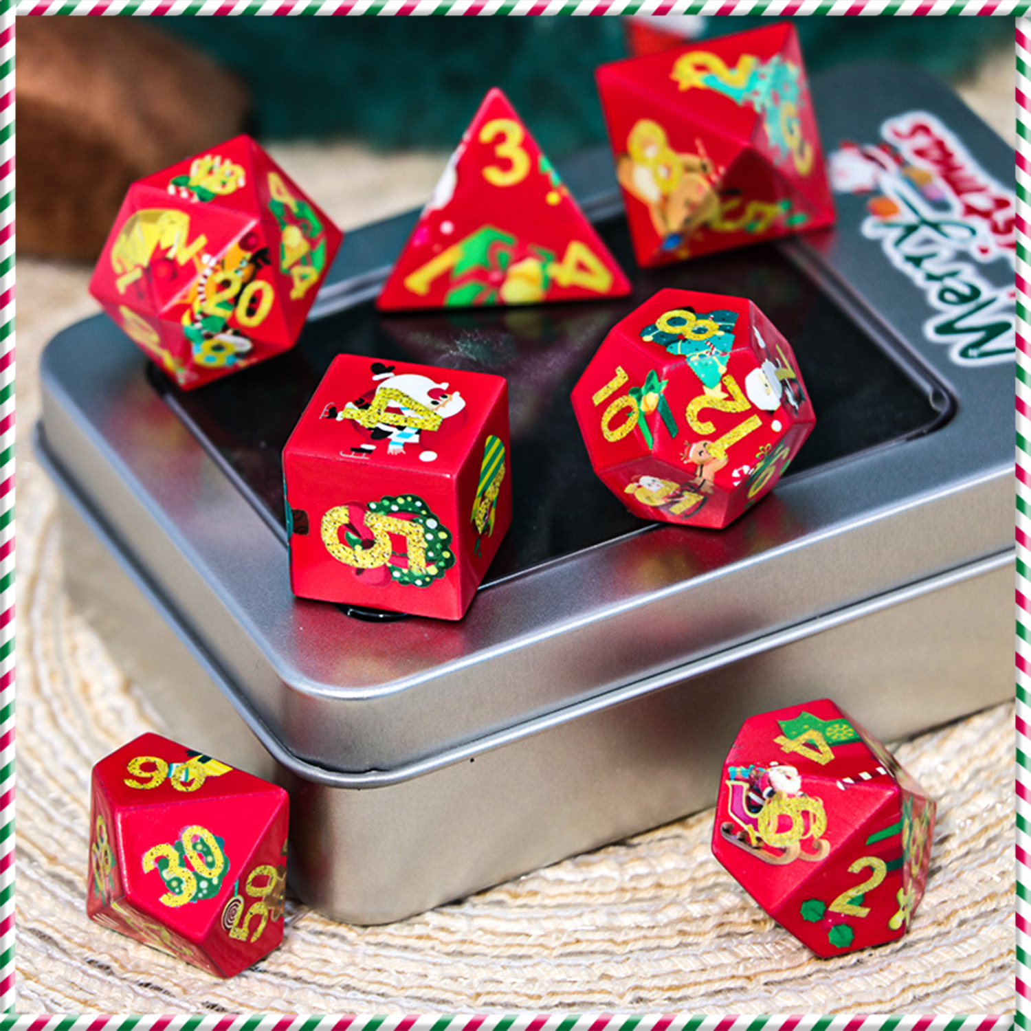 SWAJUJA DND Dice Set Christmas Themed Gift Box 7-Piece