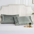 thumbnail image 6 of Lirex 2-Pack Microfiber Silk Pillowcase, Standard Size, Satin Soft, Envelope Closure, Light Gray Stripe, Adult, 6 of 6