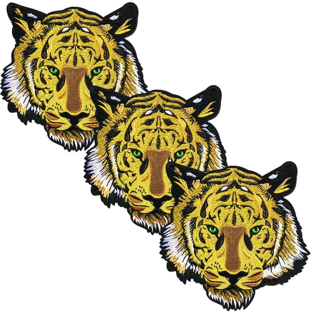 Parche Termoadhesivo Decorativo Tiger06 3 Parches Tiger 25x25cm Amarillo/Blanco Bordado Adhesivo para Planchar PatchPros Parches MXGRI-003