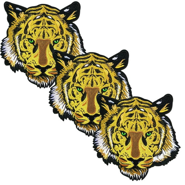 Parche Termoadhesivo Decorativo Tiger06 3 Parches Tiger 25x25cm Amarillo/Blanco Bordado Adhesivo para Planchar PatchPros Parches MXGRI-003