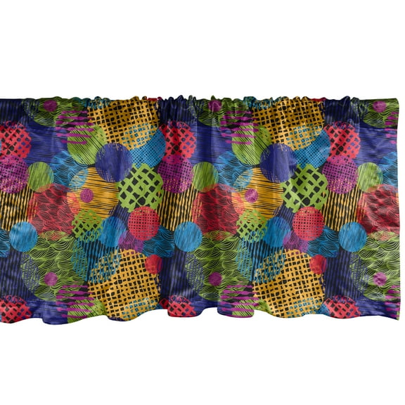 Ambesonne Funky Window Valance, Geometric Sketchy Forms, 54" X 18", Multicolor