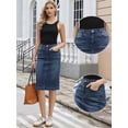 thumbnail image 2 of DARING DIVA Women's Split Back Pockets Knee Length Pencil Skirt X-Small Dark Blue, 2 of 6