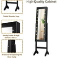 thumbnail image 5 of CZMJY Standing Jewelry Armoire with 18 LED Lights Around the Door, Large Storage Mirrored Jewelry Cabinet with Full Length Mirror, 16 Lipstick Holders, 1 Inside Makeup Mirror, Black, 5 of 8