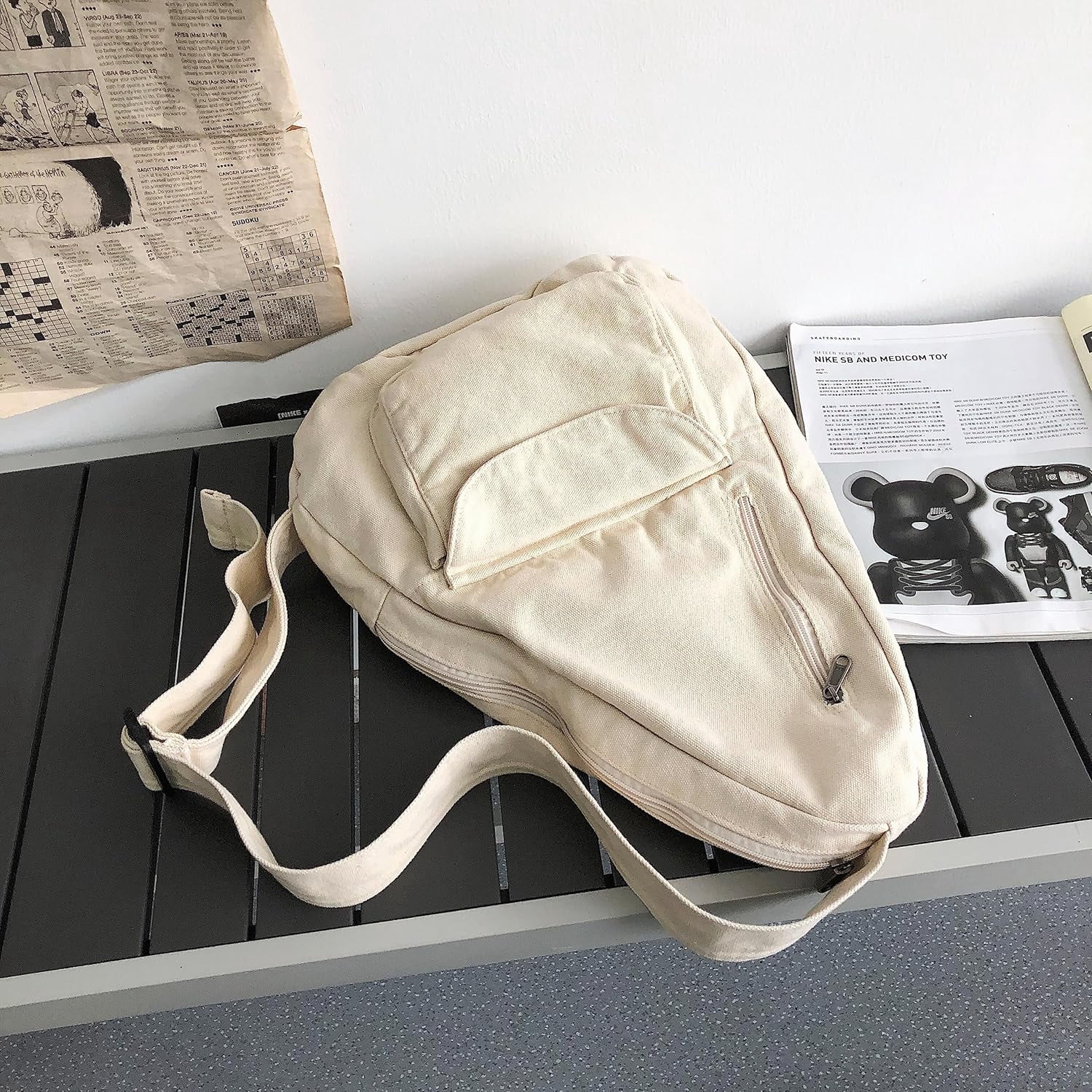 Canvas Sling Crossbody Bag for Women Men, Daypack Sling Bags Travel Casual Hiking Small Chest Shoulder Purse Bag Outdoor