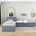 thumbnail image 2 of EUROCO Upholstery L-Shaped Twin Platform Bed with Drawers and Trundle,Square Table for Bedroom, 2 of 16